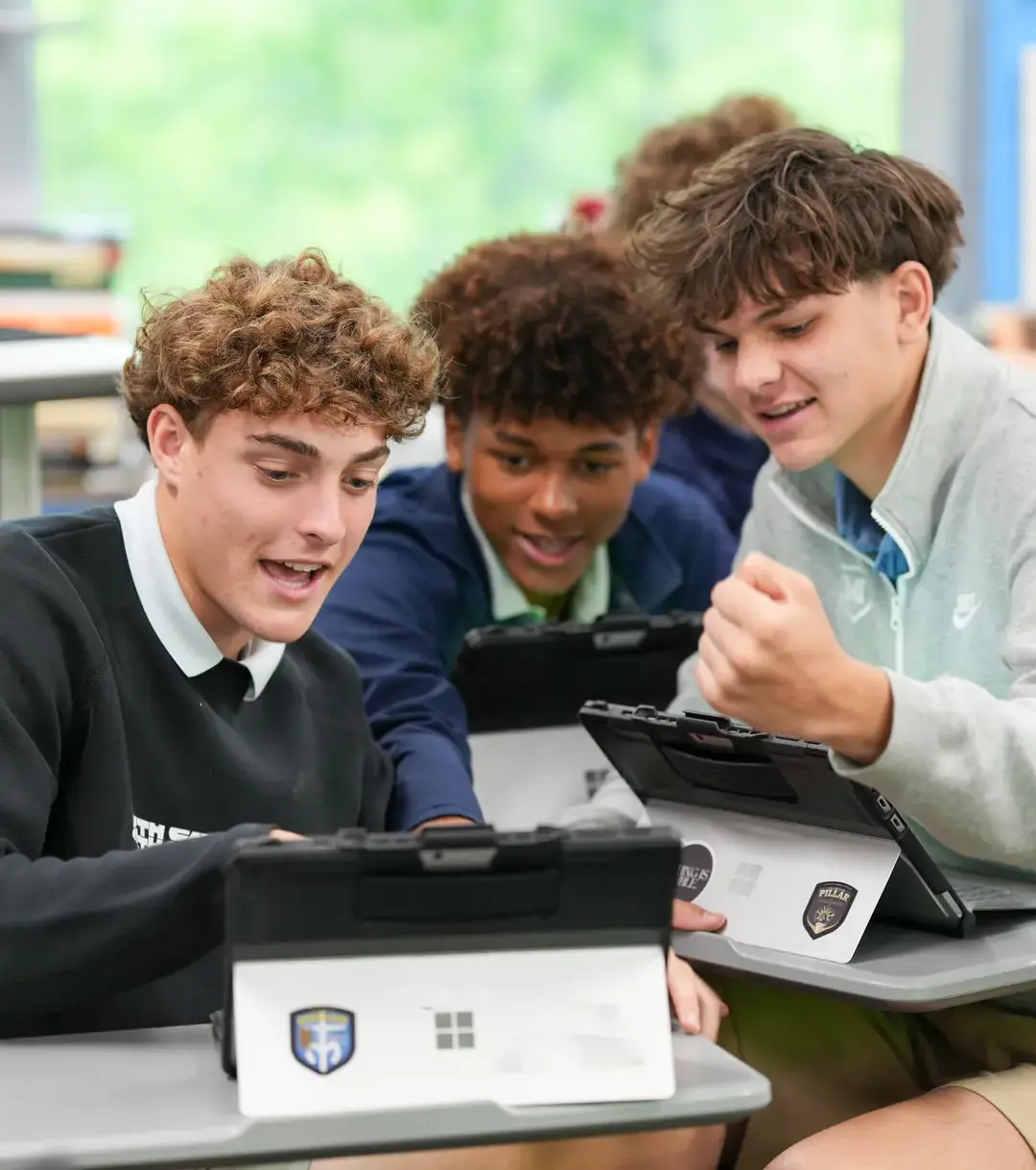 Students in class working together on a project