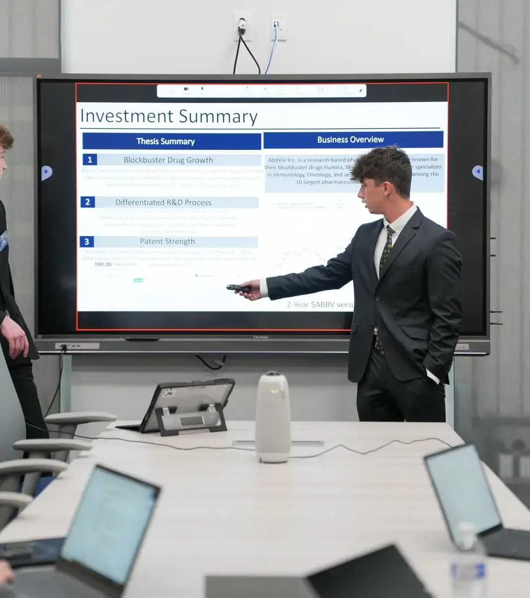 Students presenting in endowment class