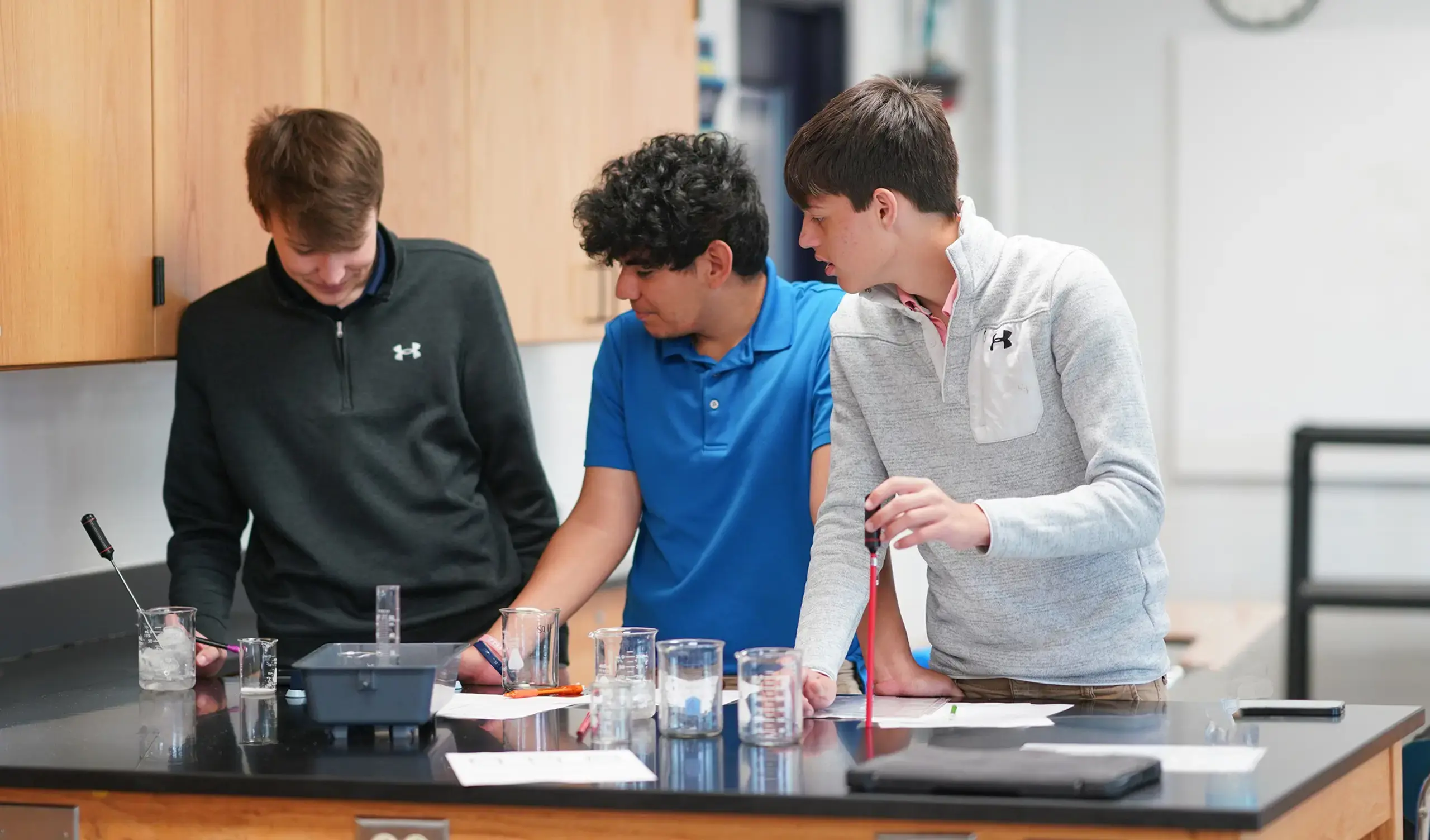 Moeller students working in science lab