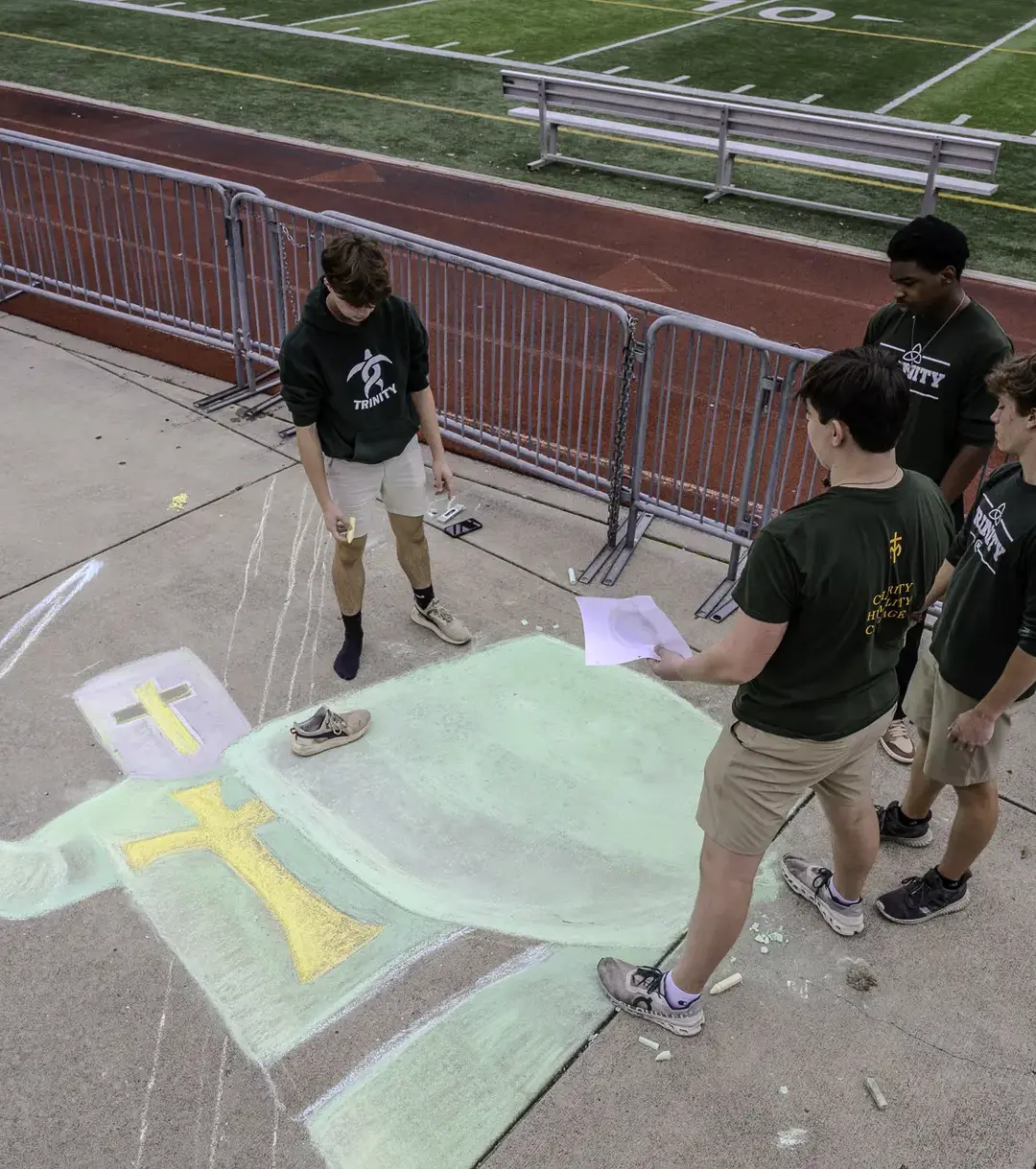 Trinity students in chalk competition