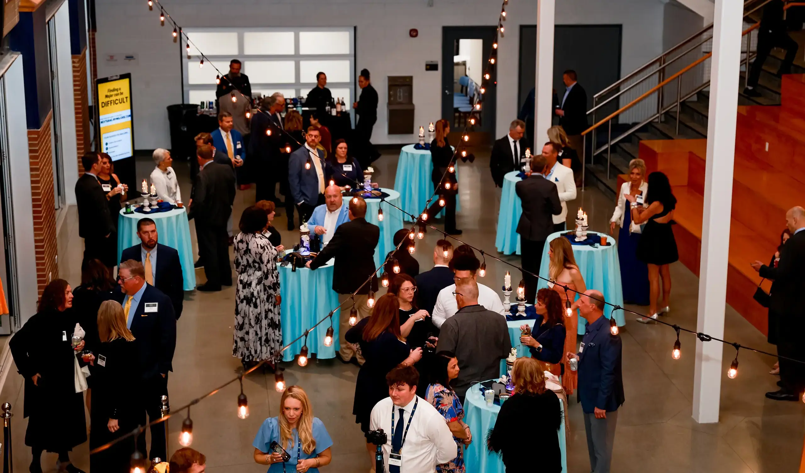 An overview of the atrium at The Main Event