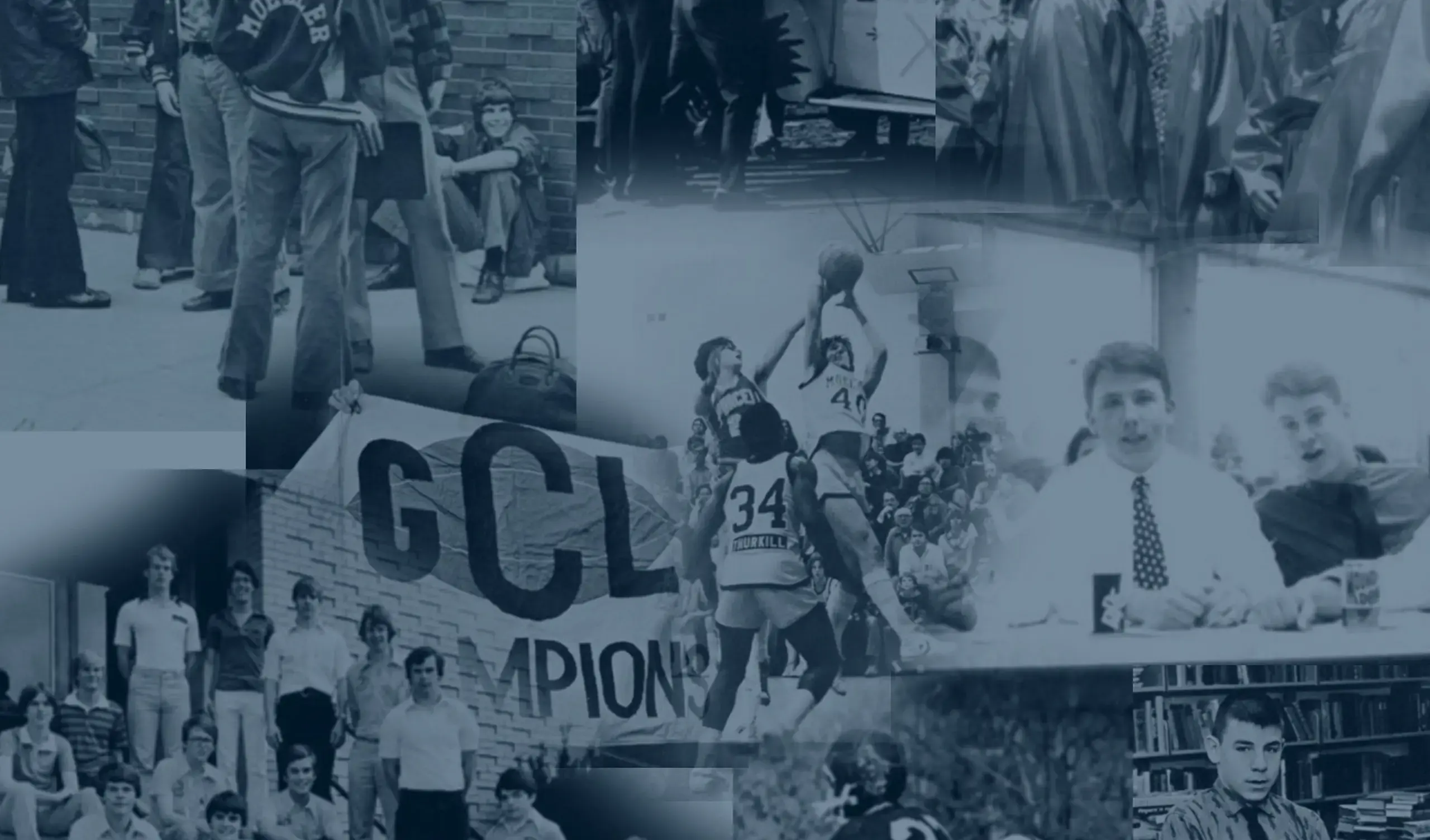 A collage of an alumni welcome yearbook